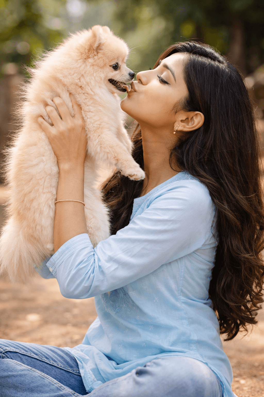 Ananya with her dog