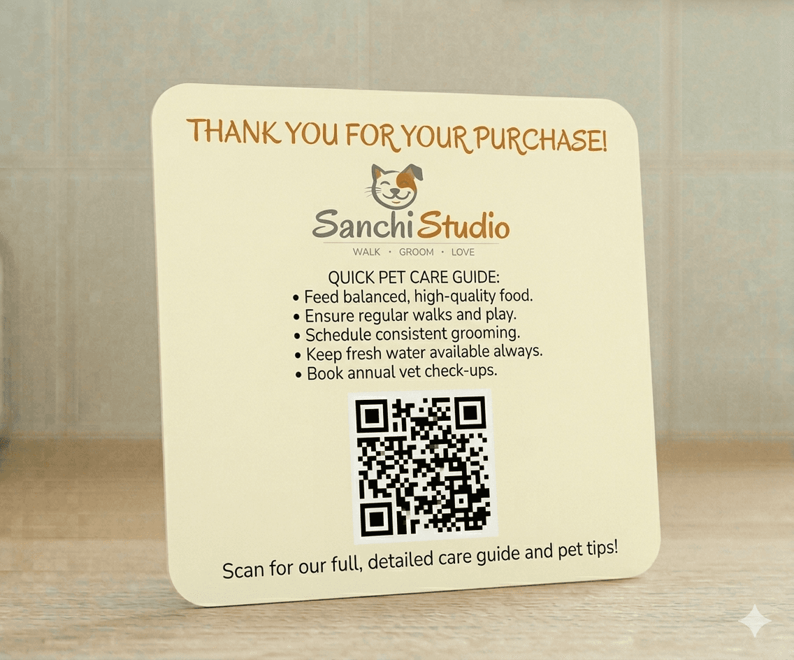 QR Care Guide card